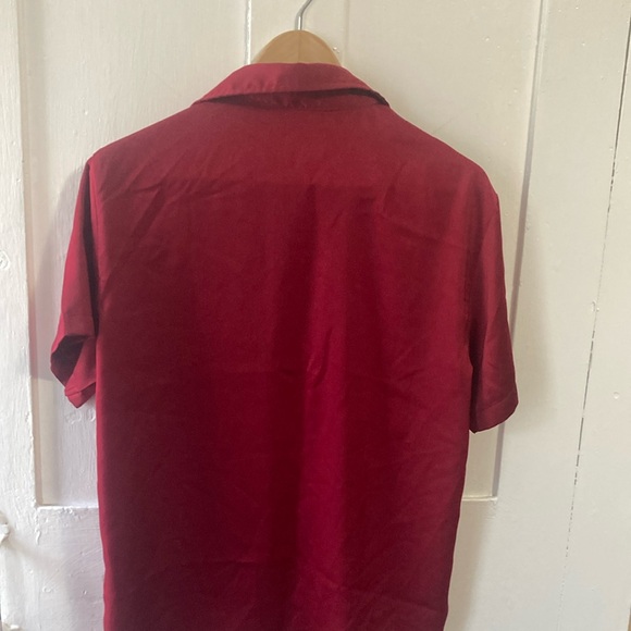 SHEIN Red Casual Button Down Shirt Silky Finish - Picture 8 of 10